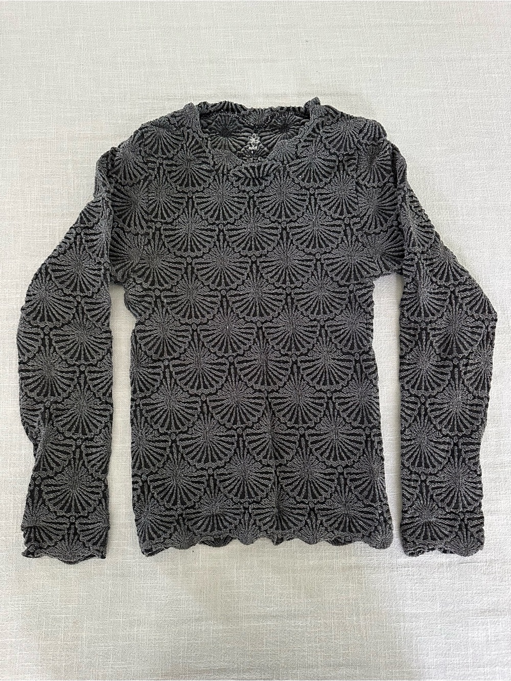 Free People Dupe Textured Gray Long-Sleeve Women's Top